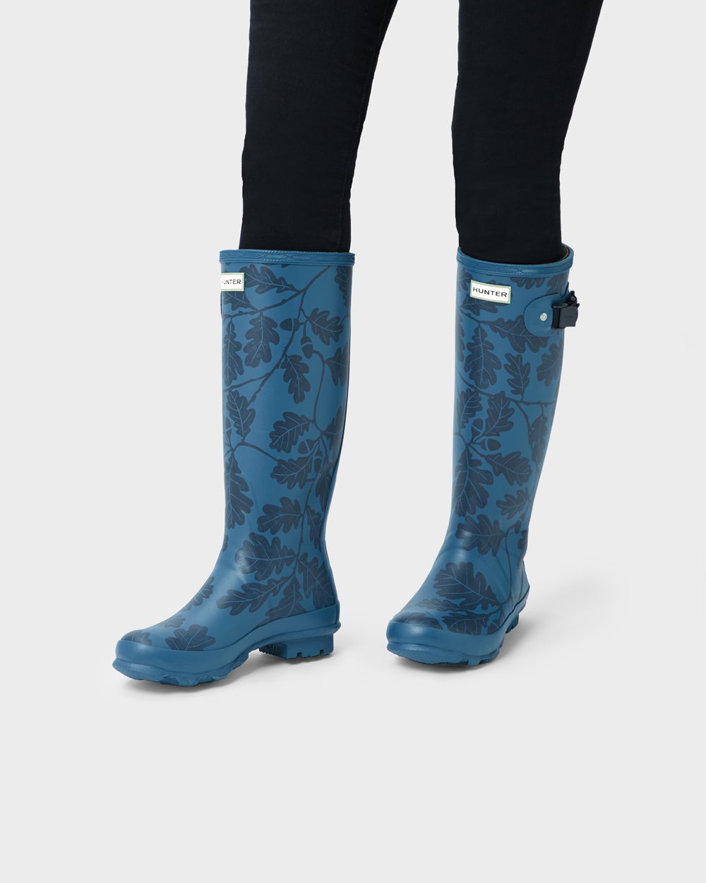 Botas de Lluvia Altas Hunter Mujer - National Trust Print Norris Field - Azules - QBIPTZY-24